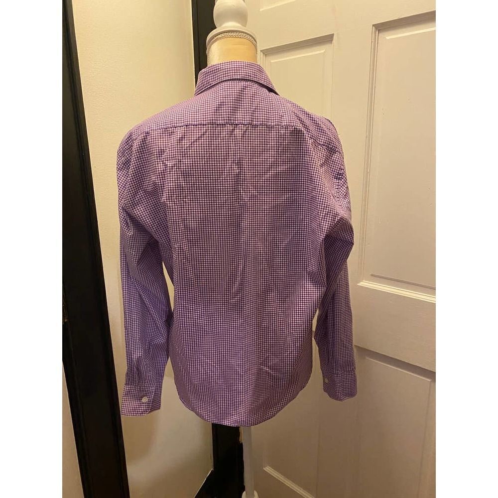 Las Olas Glam Button Down Shirt Purple Checkered Red Hat - Size Medium - Picture 2 of 7